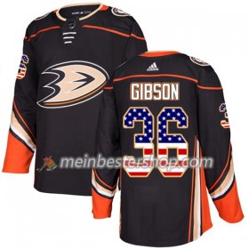 Anaheim Ducks John Gibson 36 Adidas 2017-2018 Schwarz USA Flag Fashion Trikot Authentic - Herren